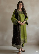 Dhanak-3PC Sequence Embroidered Shirt with Embroidered Dupatta