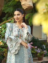'-3PC DHANAK EMBROIDERED SHIRT WITH EMBROIDERED SHAWL & TROUSER-BIC-