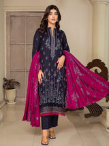 3PC UNSTITCHED DHANAK EMBROIDERED SUIT 1210