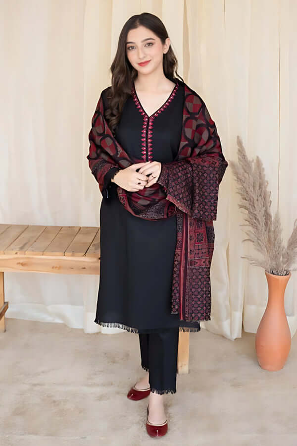 Premium Lawn 3pc Embroidery with printed Monar Shawl