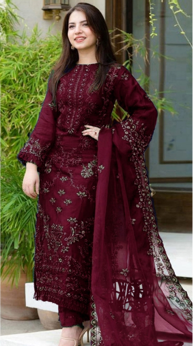 Premium Lawn 3pc Heavy Embroidery with Embroidered Chiffon Dupta ⭐⭐⭐⭐⭐4.9/5(145 Reviews)