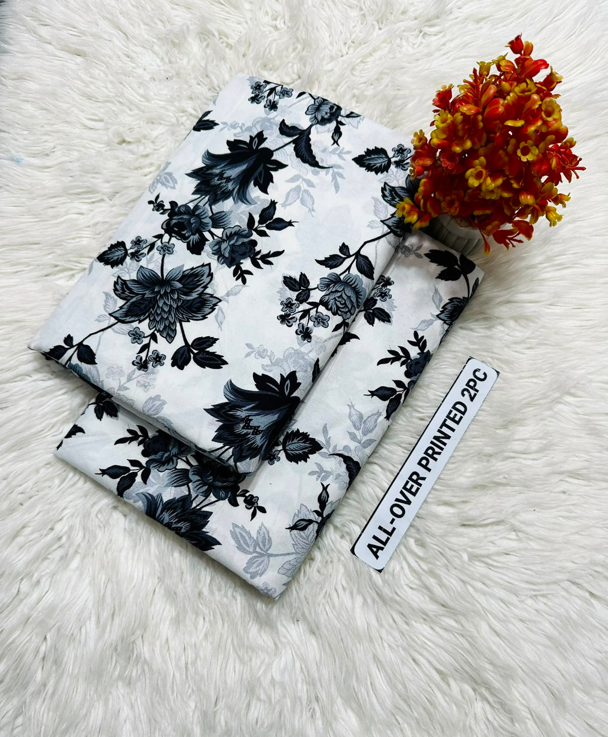 PRINTED FLORAL POLO COTTON 2PC FOR MIDSUMMER SALE UNSTITCHED DRESS