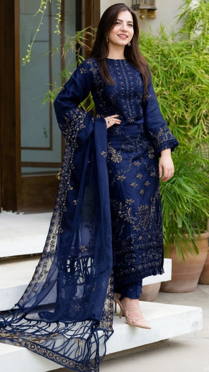 DANANEER WINTER HEAVY 3PC EMBROIDERY IR-Blue/2
