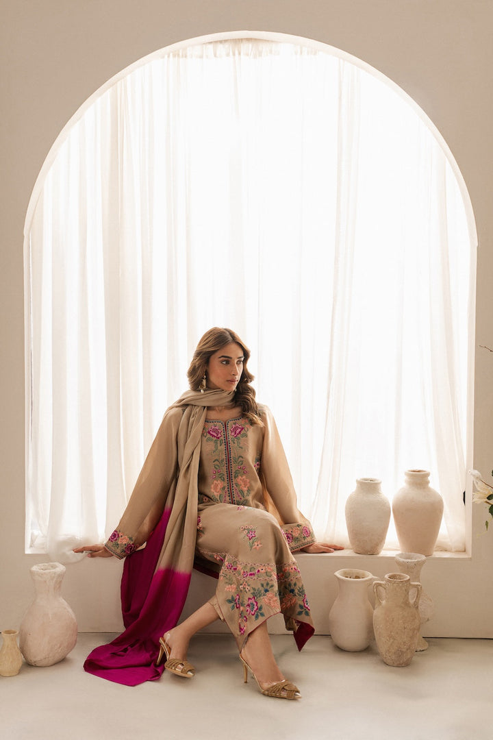 Premium Lawn 3pc Heavy Embroidery with printed Monar Shawl