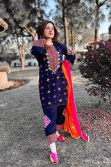 Premium Lawn 3pc Heavy Embroidery with printed Monar Shawl