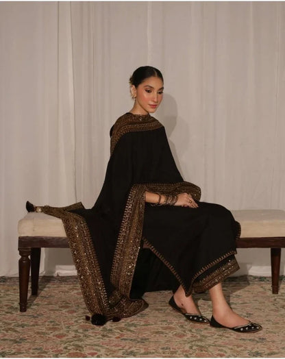 DHANAK -3PC Embroidered Shirt with Sequins Embroidered Dupatta- 8004 A