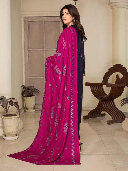 3PC UNSTITCHED DHANAK EMBROIDERED SUIT 1210
