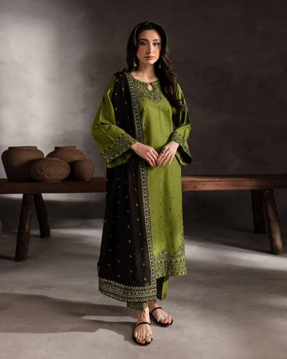 Dhanak-3PC Sequence Embroidered Shirt with  Embroidered Dupatta