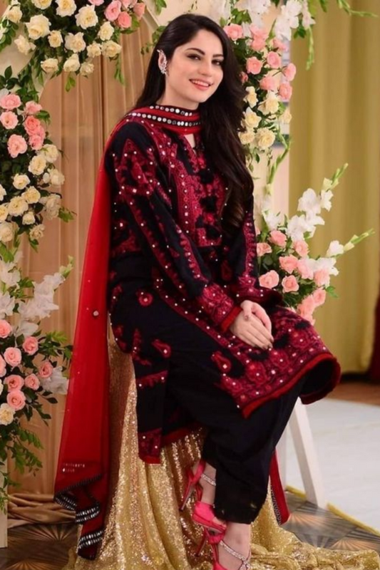 3 PCS WOMEN’S UNSTITCHED DHANAK EMBROIDERED SUIT
