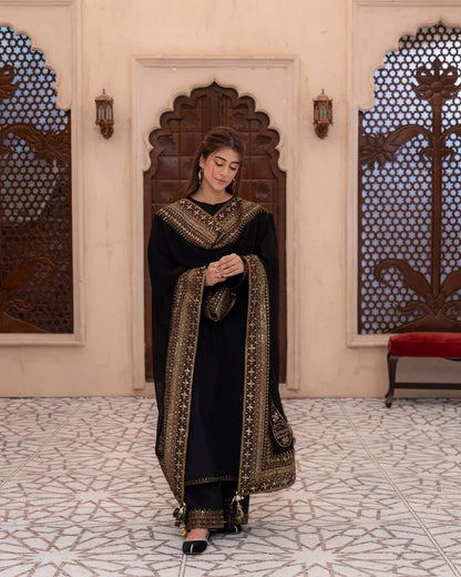 DHANAK -3PC Embroidered Shirt with Sequins Embroidered Dupatta- 8004 A