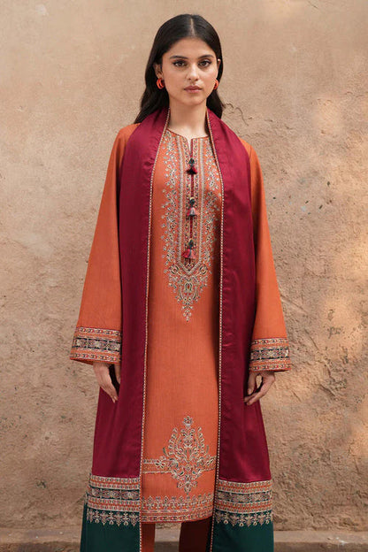 Dhanak-3PC Embroidered Shirt with Embroidered Dupatta - 3460