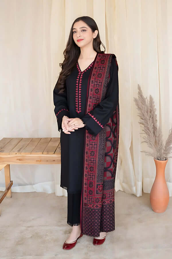 Premium Lawn 3pc Embroidery with printed Monar Shawl
