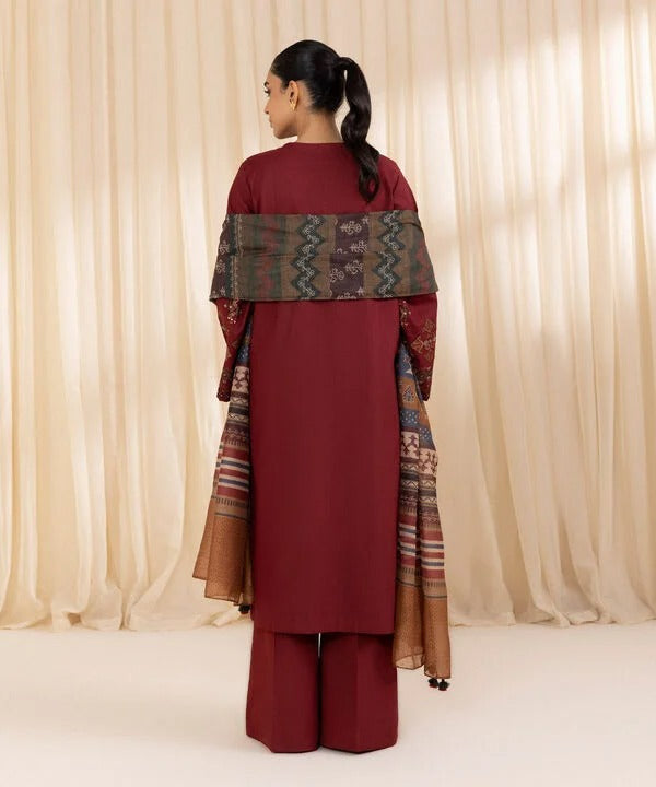 Premium Lawn 3pc Heavy Embroidery with printed Monar Shawl 6110