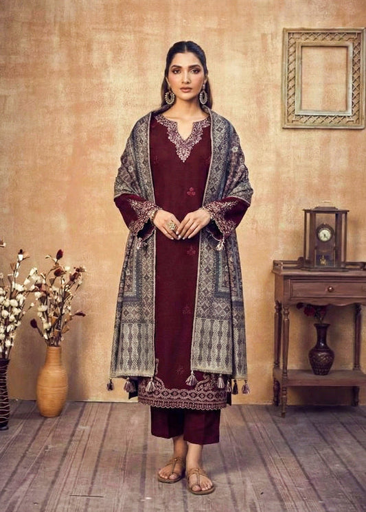 Premium Lawn 3pc Heavy Embroidery with printed Monar Shawl