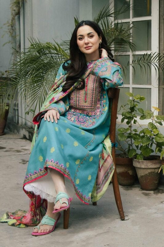 Premium Lawn 3pc Heavy Embroidery with printed Monar Shawl