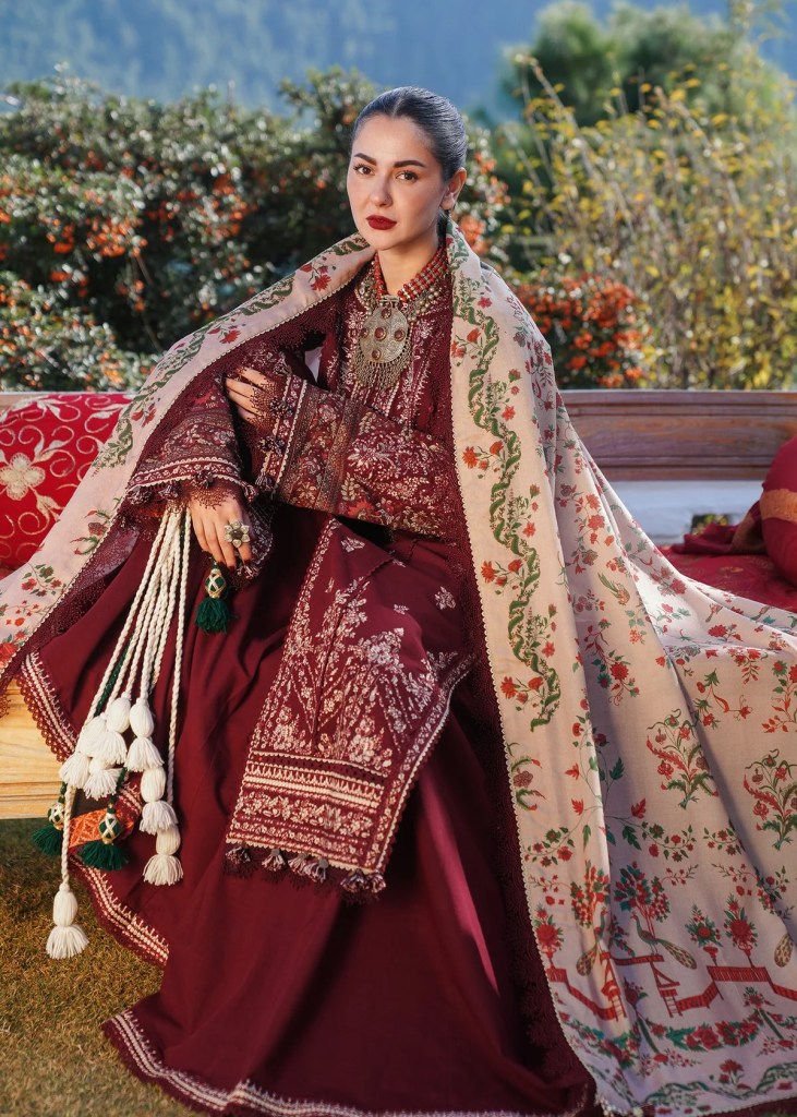 Premium Lawn 3pc Heavy Embroidery with printed Monar Shawl
