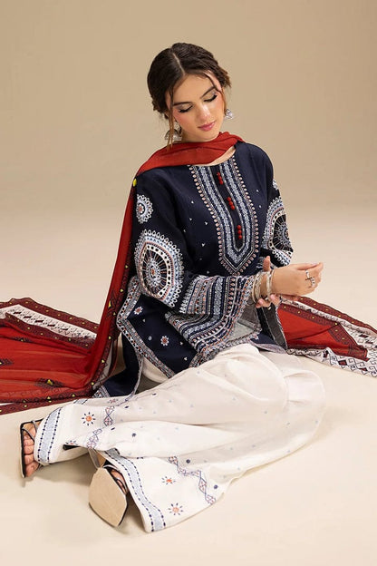 Premium Lawn 3pc Heavy Embroidery with printed Monar Shawl