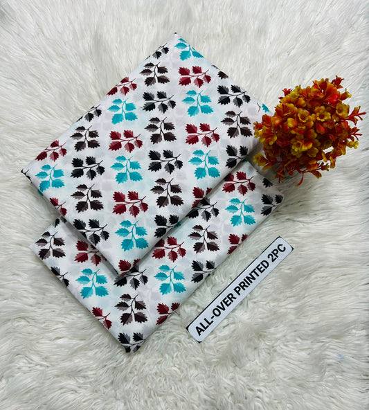 PRINTED FLORAL POLO COTTON 2PC FOR MIDSUMMER SALE UNSTITCHED DRESS