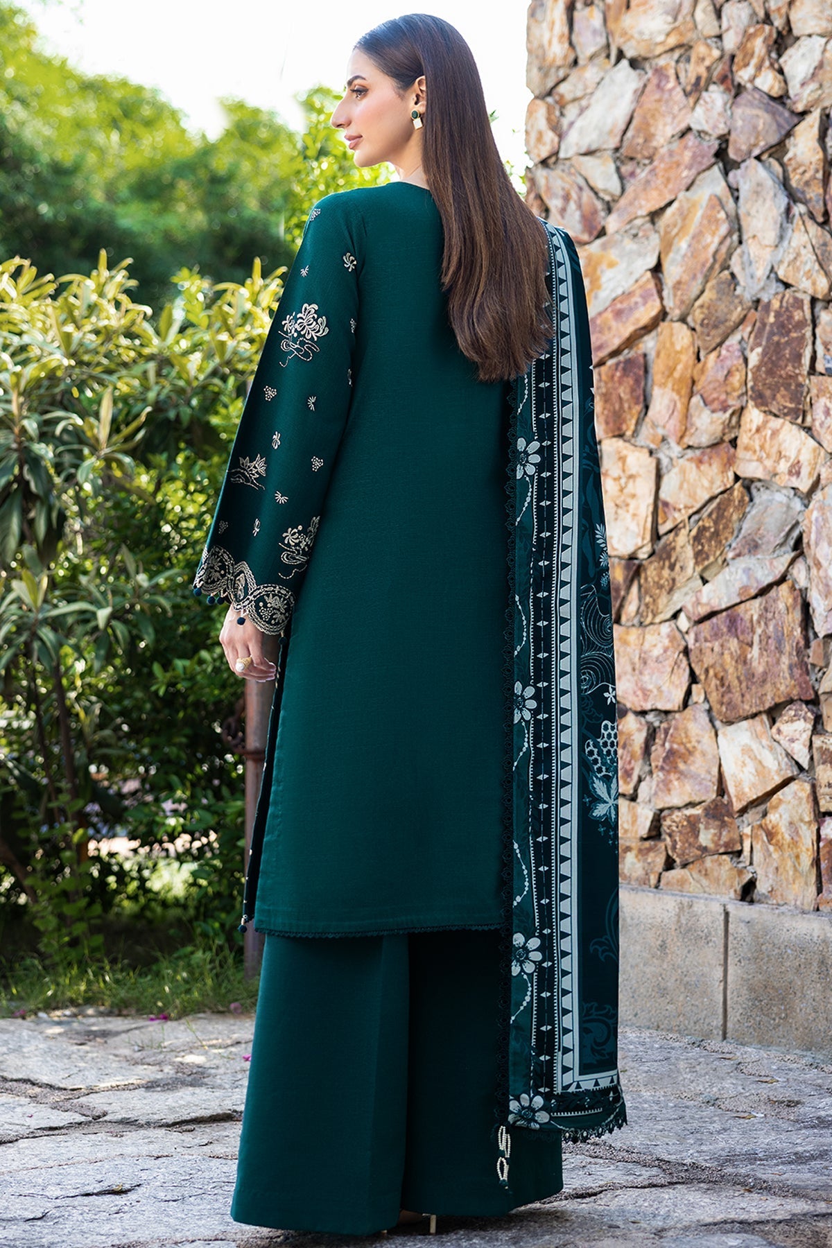 Premium Lawn 3pc Heavy Embroidery with printed Monar Shawl