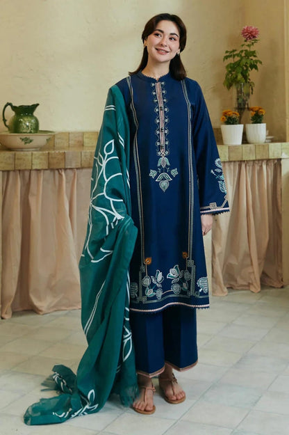 Premium Lawn 3pc Heavy Embroidery with printed Monar Shawl