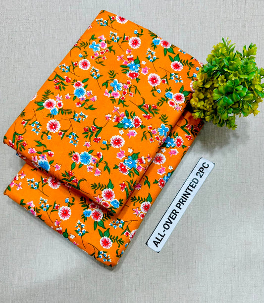 PRINTED FLORAL POLO COTTON 2PC FOR MIDSUMMER SALE UNSTITCHED DRESS