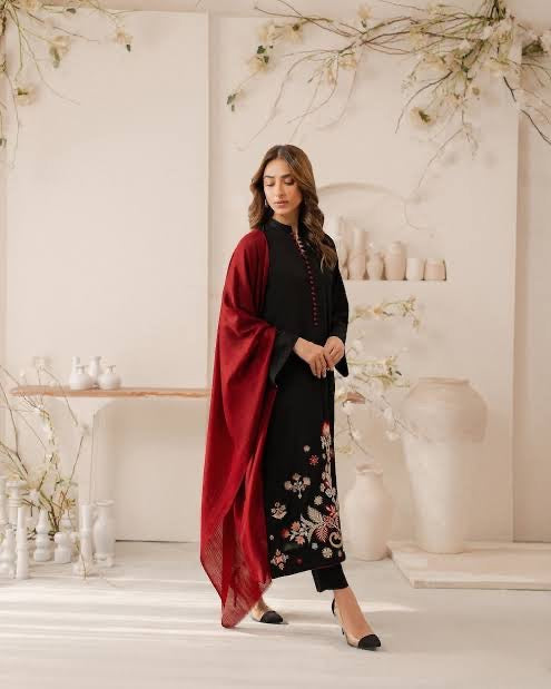 Premium Lawn 3pc Heavy Embroidery with printed Monar Shawl