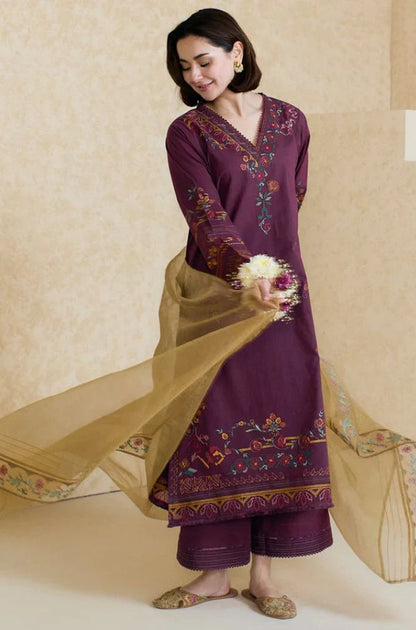 Premium Lawn 3pc Heavy Embroidery with printed Monar Shawl