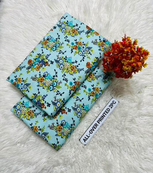 PRINTED FLORAL POLO COTTON 2PC FOR MIDSUMMER SALE UNSTITCHED DRESS