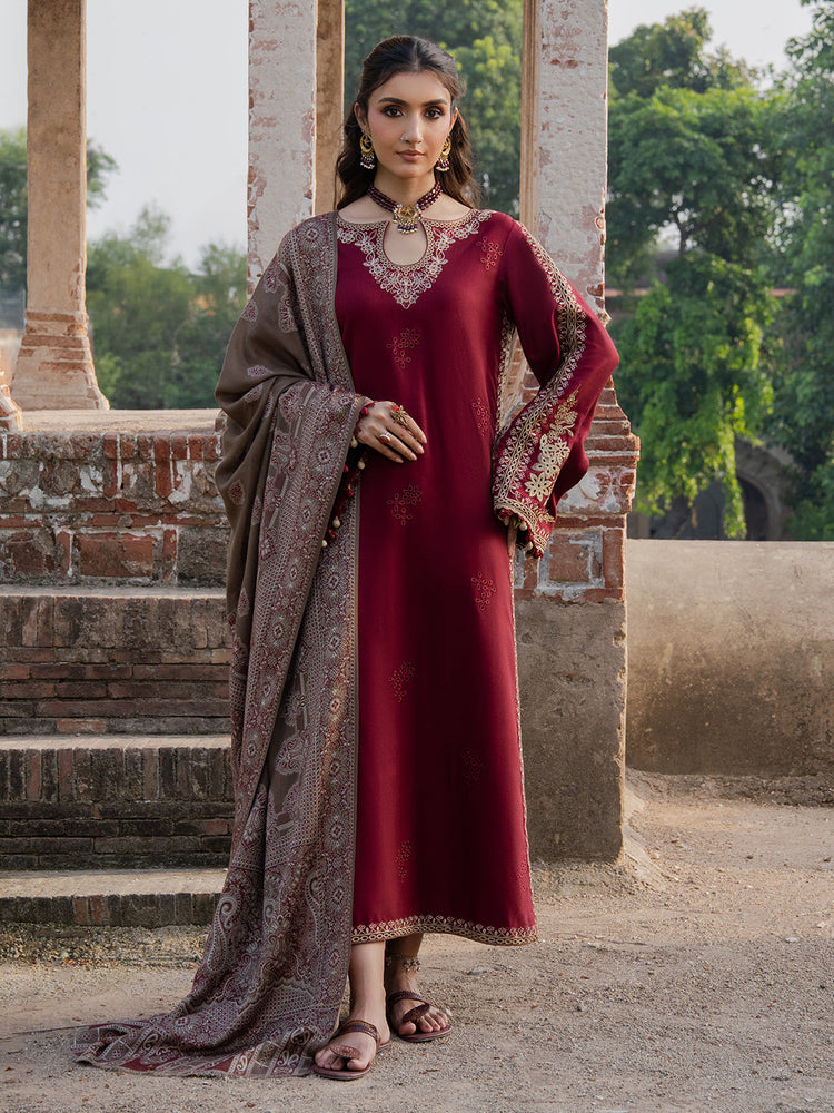Premium Lawn 3pc Heavy Embroidery with printed Monar Shawl
