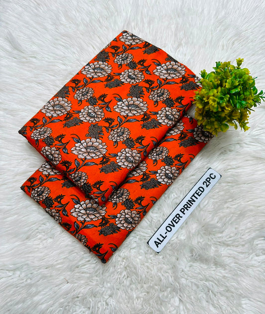 PRINTED FLORAL POLO COTTON 2PC FOR MIDSUMMER SALE UNSTITCHED DRESS