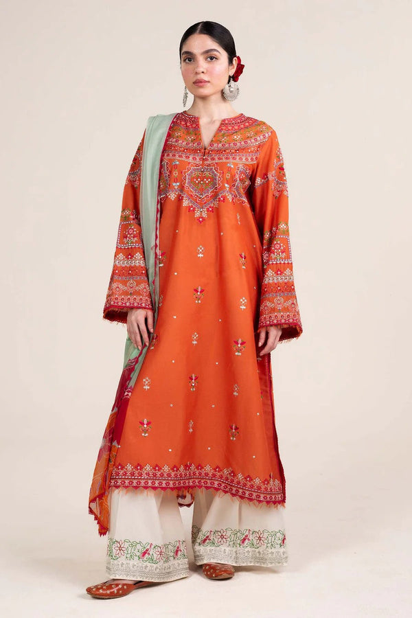 Premium Lawn 3pc Heavy Embroidery with printed Monar Shawl