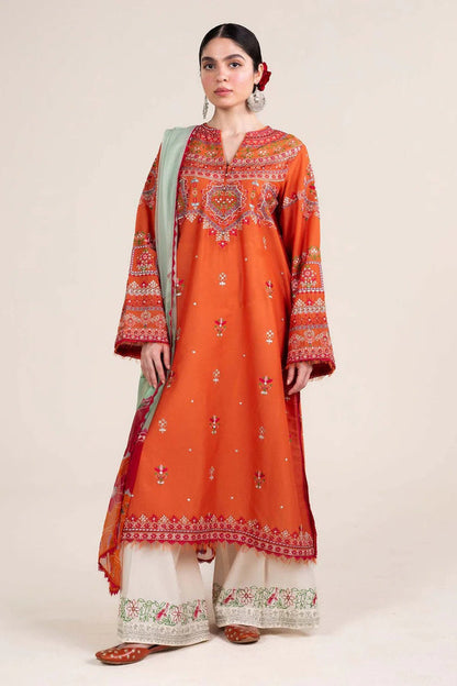 Premium Lawn 3pc Heavy Embroidery with printed Monar Shawl