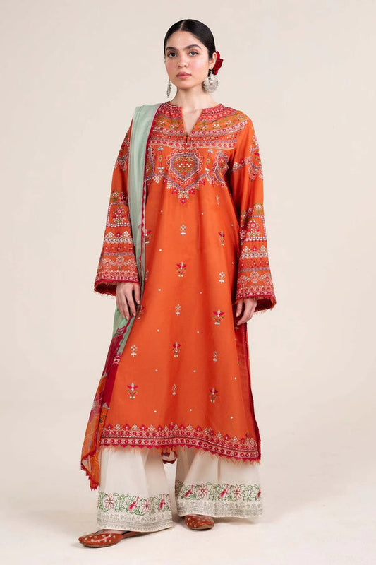Premium Lawn 3pc Heavy Embroidery with printed Monar Shawl
