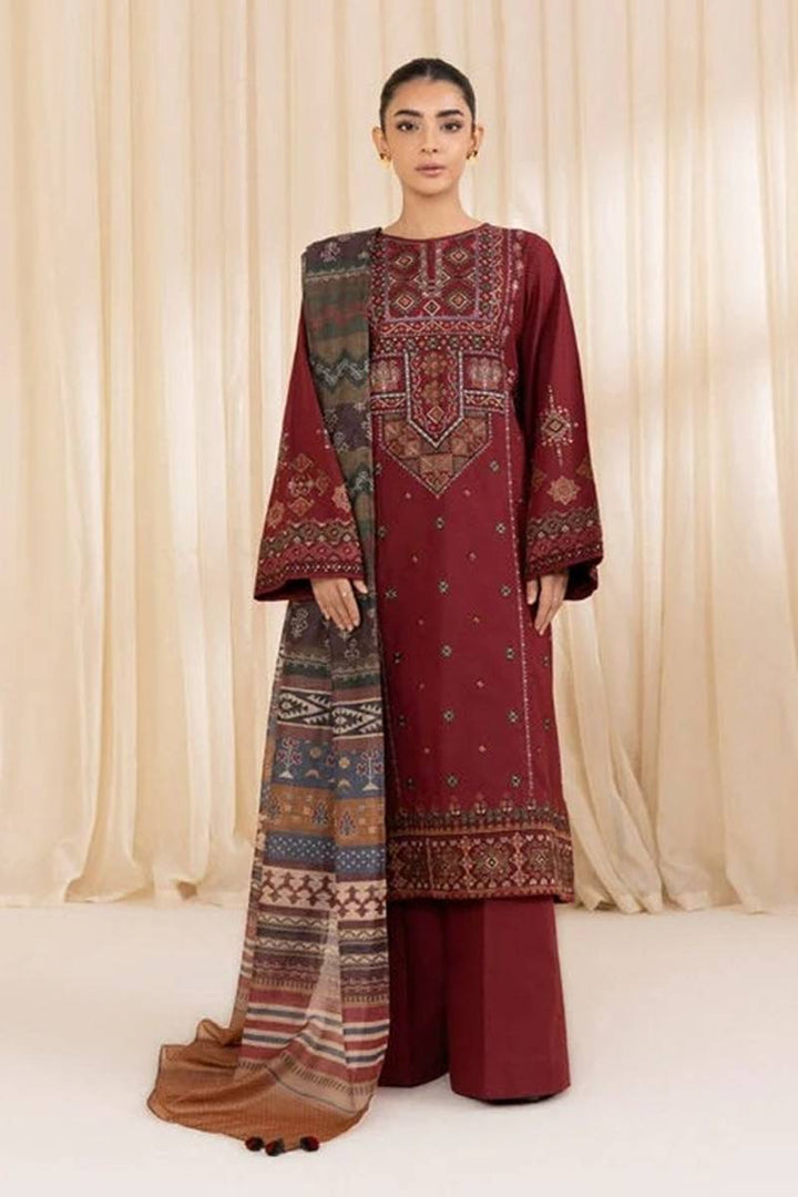 Premium Lawn 3pc Heavy Embroidery with printed Monar Shawl 6110