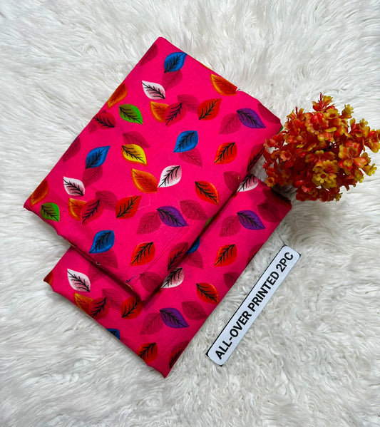 PRINTED FLORAL POLO COTTON 2PC FOR MIDSUMMER SALE UNSTITCHED DRESS