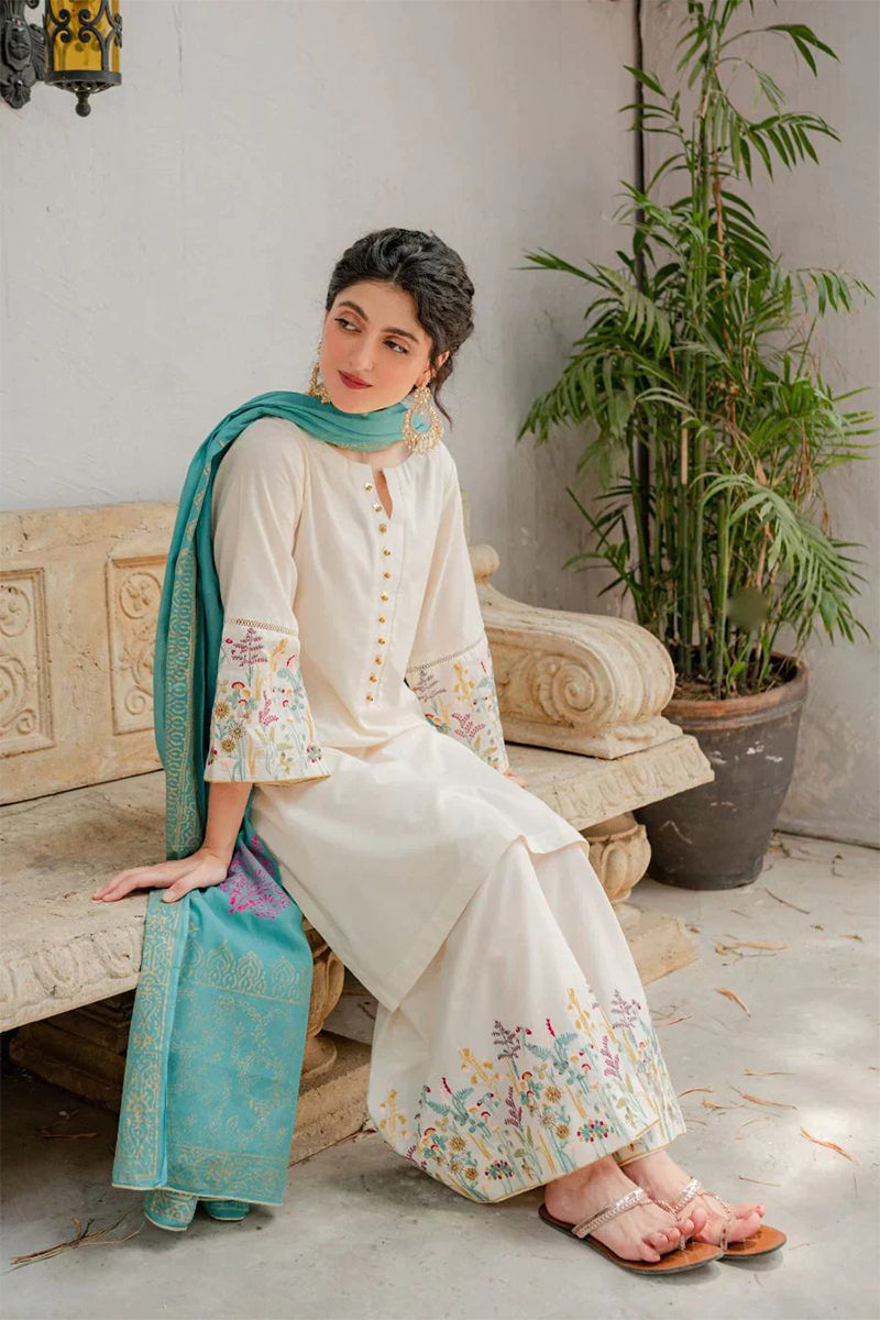 Premium Lawn 3pc Embroidery with printed Monar Shawl