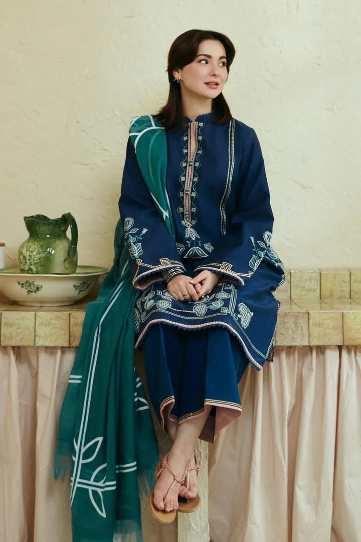 Premium Lawn 3pc Heavy Embroidery with printed Monar Shawl