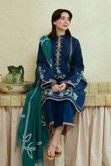 Premium Lawn 3pc Heavy Embroidery with printed Monar Shawl