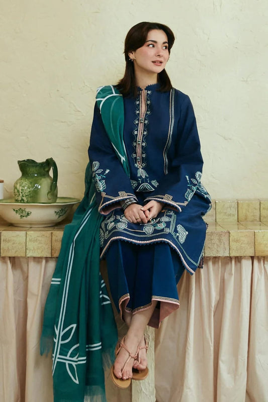 Premium Lawn 3pc Heavy Embroidery with printed Monar Shawl