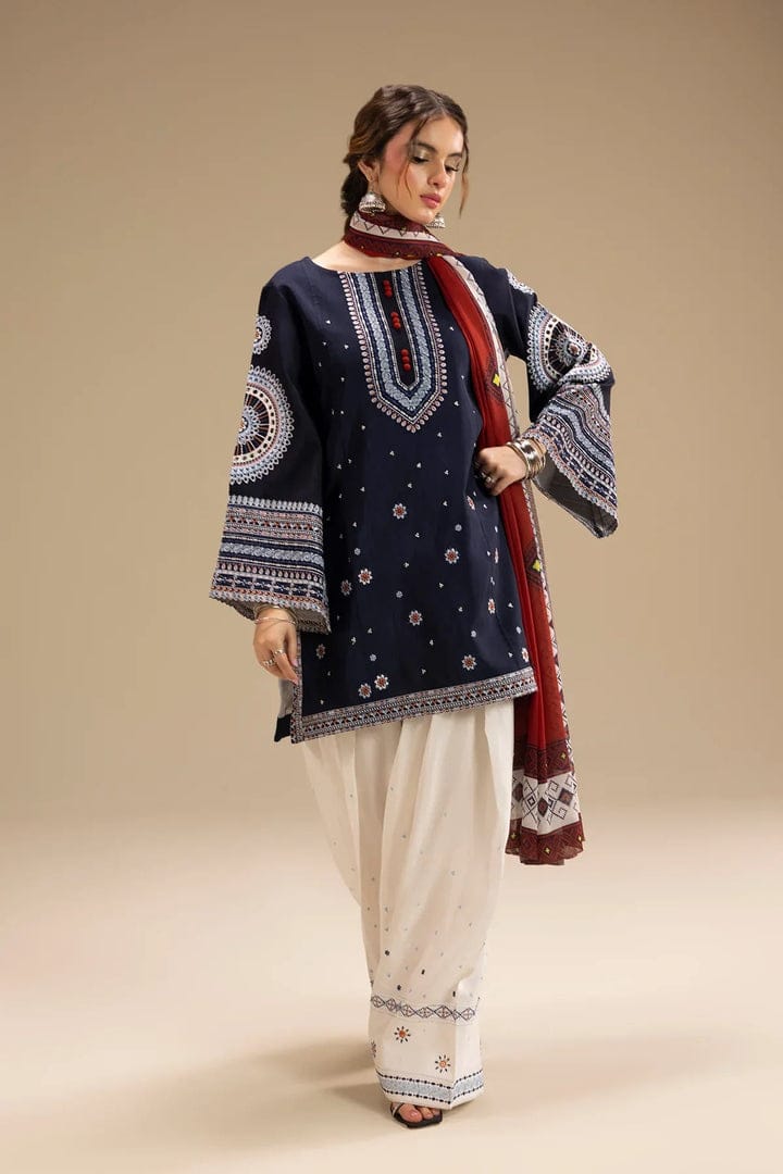 Premium Lawn 3pc Heavy Embroidery with printed Monar Shawl