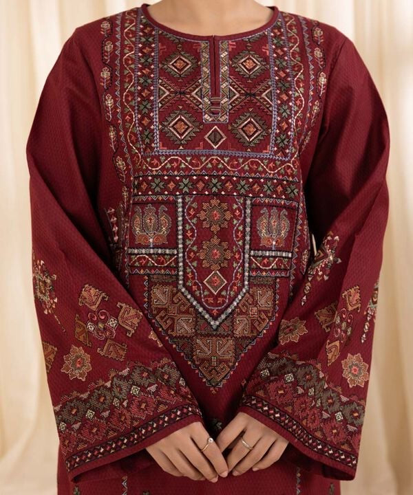 Premium Lawn 3pc Heavy Embroidery with printed Monar Shawl 6110