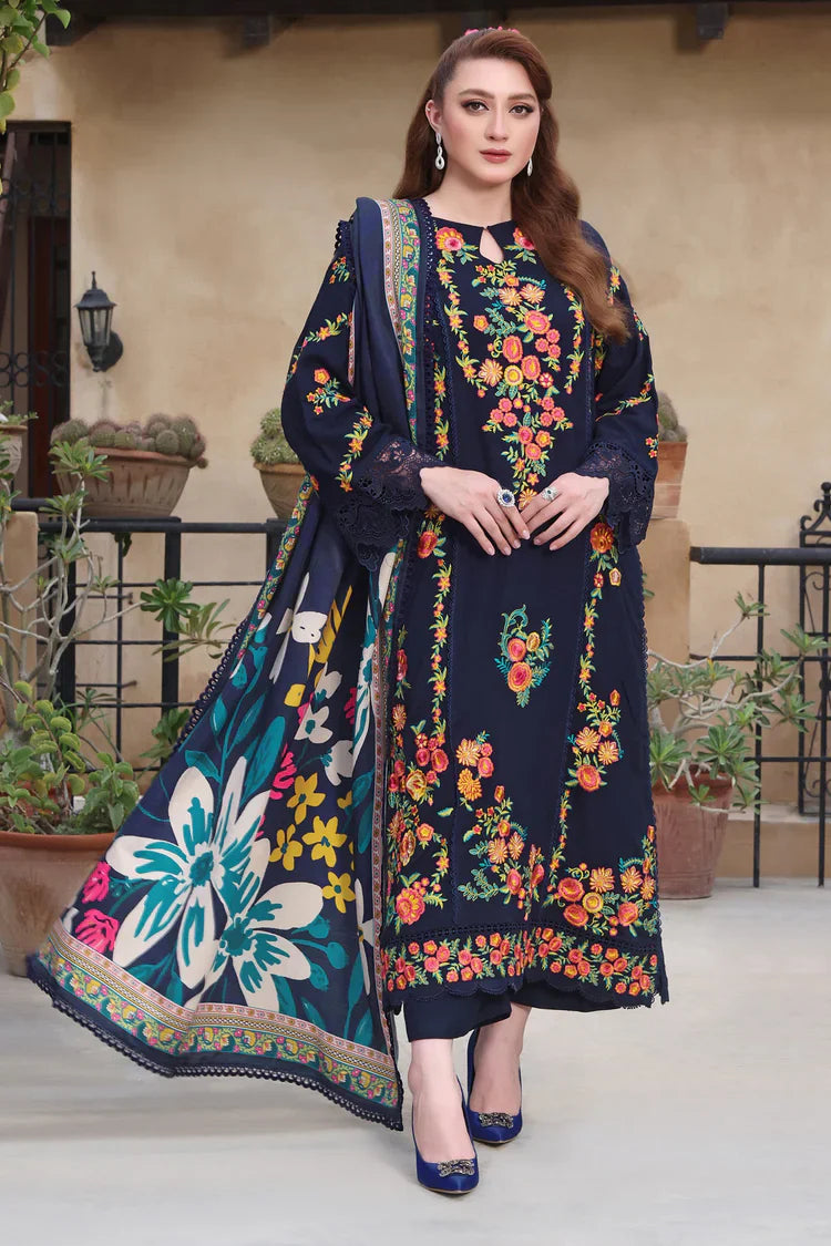 Premium Lawn 3pc Heavy Embroidery with printed Monar Shawl