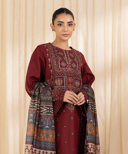 Premium Lawn 3pc Heavy Embroidery with printed Monar Shawl 6110