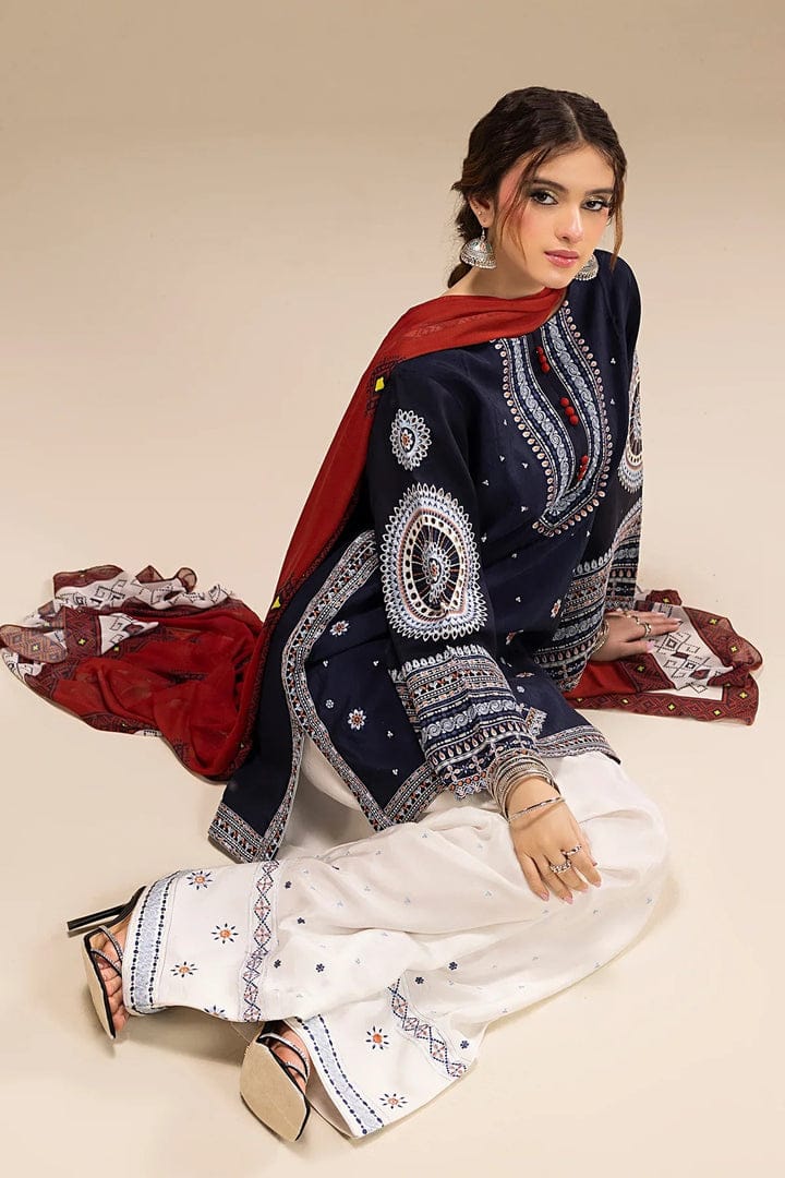 Premium Lawn 3pc Heavy Embroidery with printed Monar Shawl