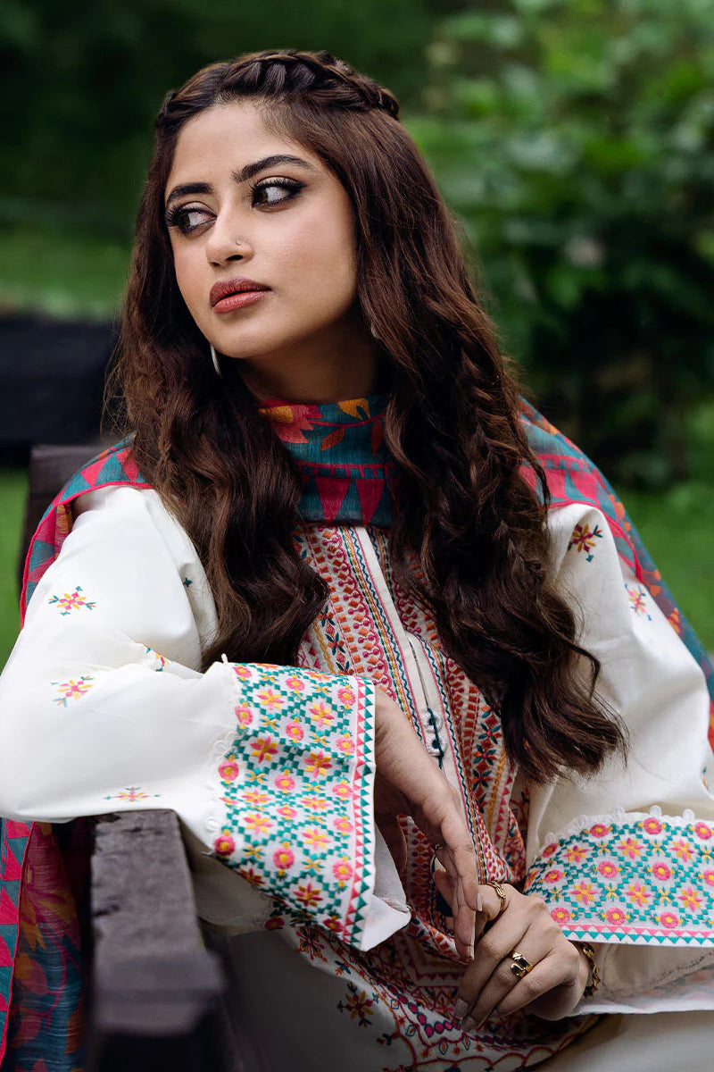 Premium Lawn 3pc Embroidery with printed Monar Shawl