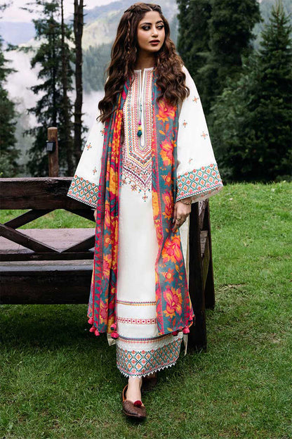 Premium Lawn 3pc Embroidery with printed Monar Shawl