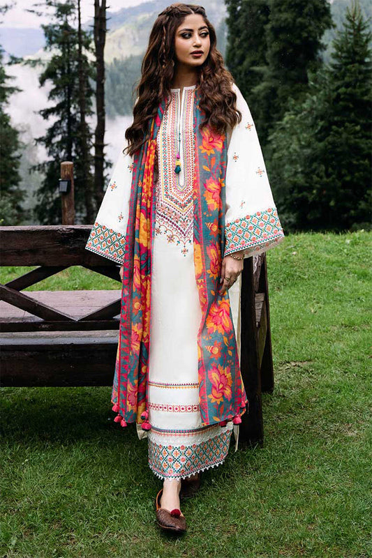 Premium Lawn 3pc Embroidery with printed Monar Shawl