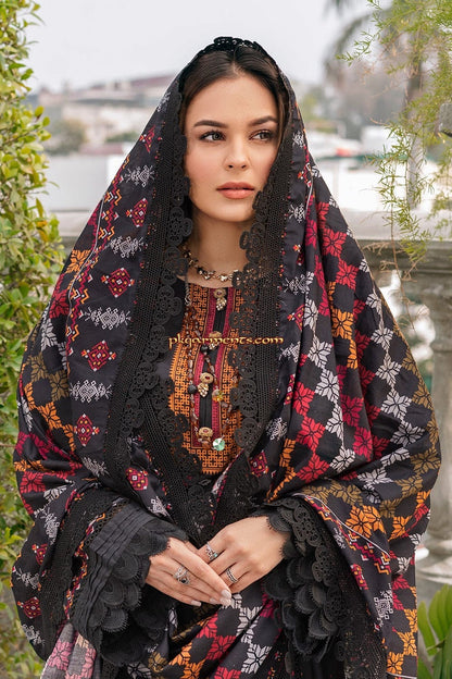 Premium Lawn 3pc Heavy Embroidery with printed Monar Shawl