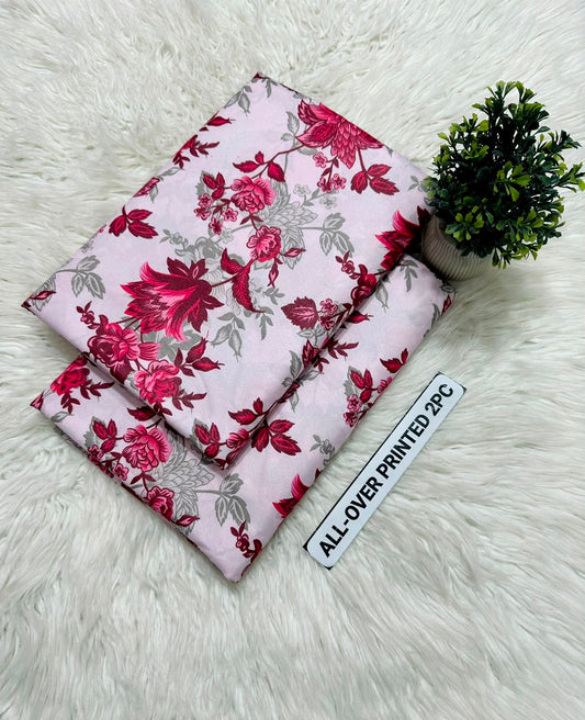 PRINTED FLORAL POLO COTTON 2PC FOR MIDSUMMER SALE UNSTITCHED DRESS