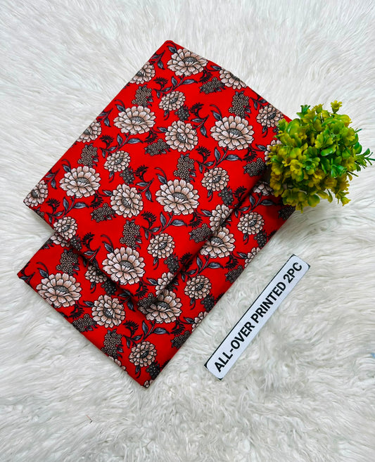 PRINTED FLORAL POLO COTTON 2PC FOR MIDSUMMER SALE UNSTITCHED DRESS
